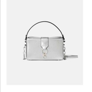 Zara Metallic City Bag in silver. Only used twice!